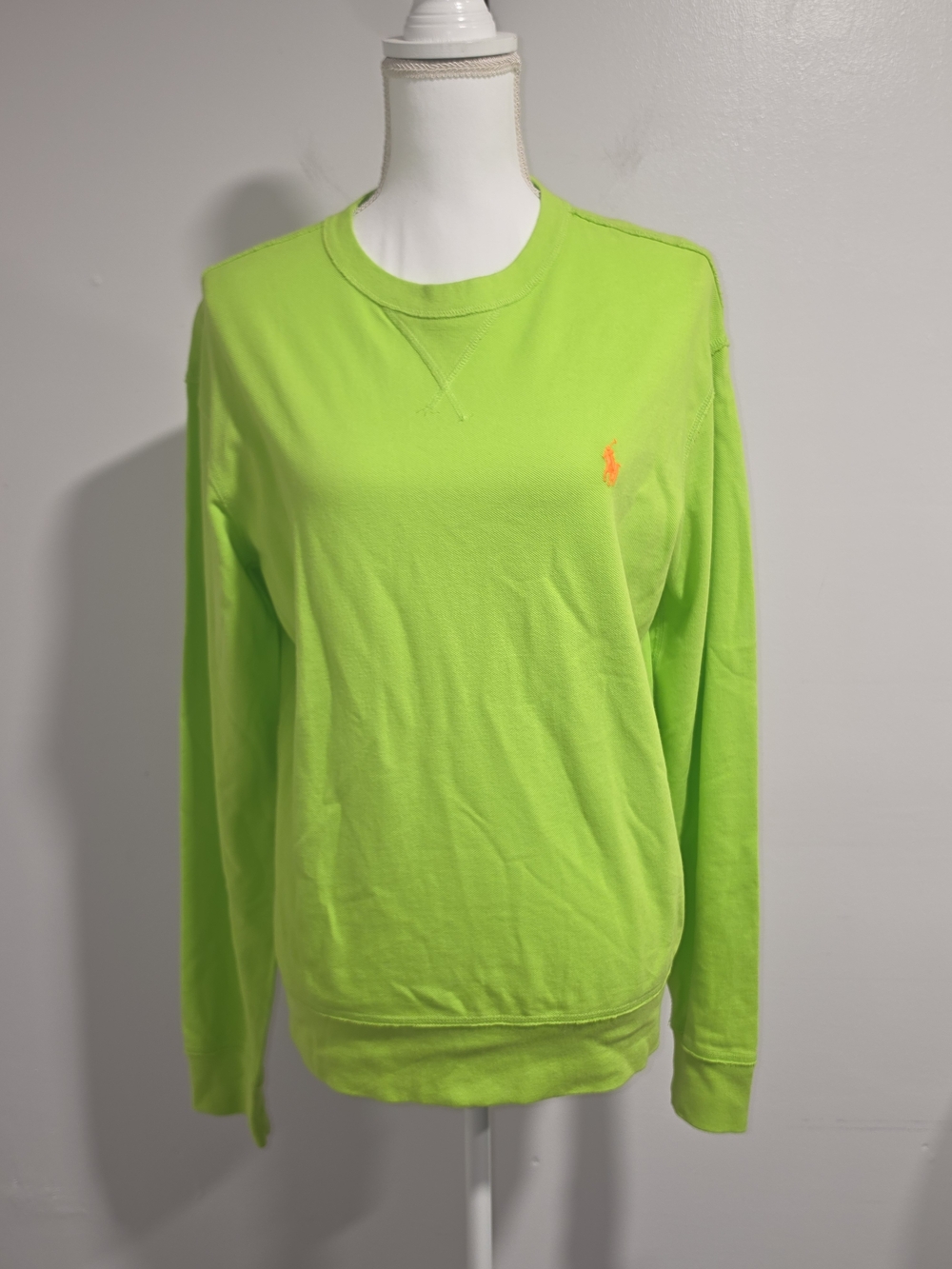 Ralph Lauren Lime Green Long Sleeve 100% Cotton Crewneck Shirt Size Small